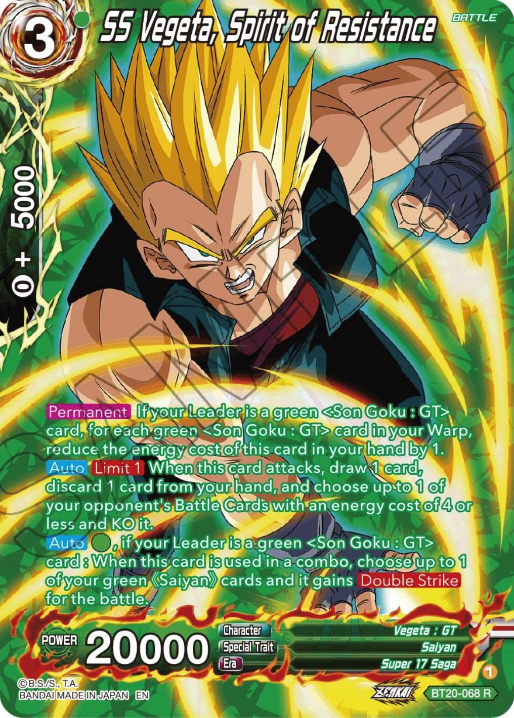 SS Vegeta, Spirit of Resistance (Silver Foil) (BT20-068) [Power Absorbed] (ONLINE ORDER ONLY)