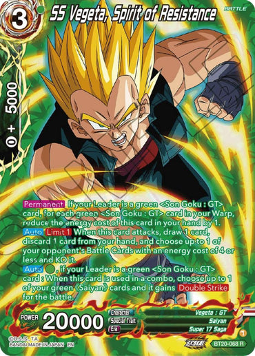 SS Vegeta, Spirit of Resistance (Silver Foil) (BT20-068) [Power Absorbed] (ONLINE ORDER ONLY)