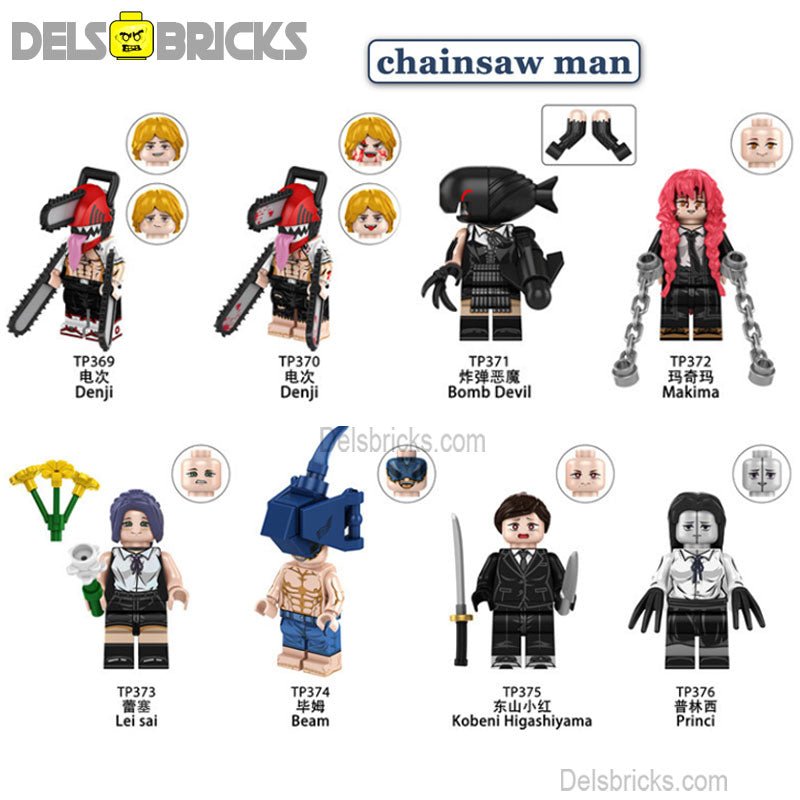Chainsaw Man Anime Set of 8 Lego Minifigures Custom Toys (ONLINE ORDER ONLY)