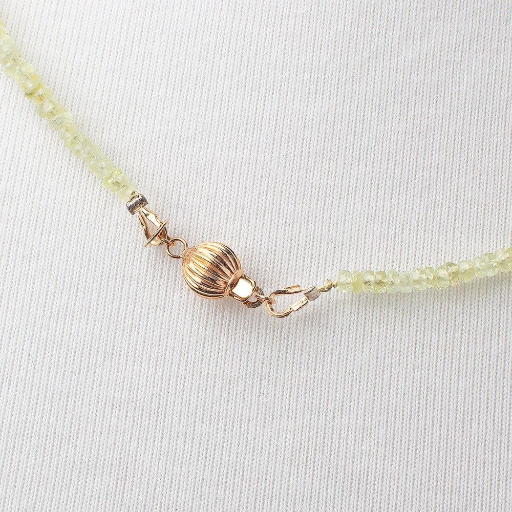Chrysoberyl Faceted Rondelle Necklace with a 14kt Gold Clasp AAA (ONLINE ORDER ONLY)