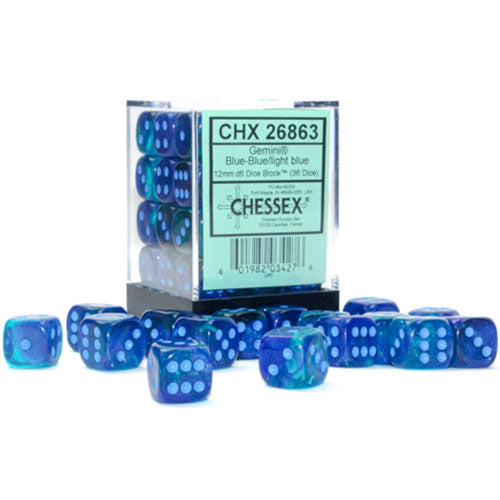 CHESSEX: D6 Gemini™ DICE SETS - 12mm (ONLINE ORDER ONLY)