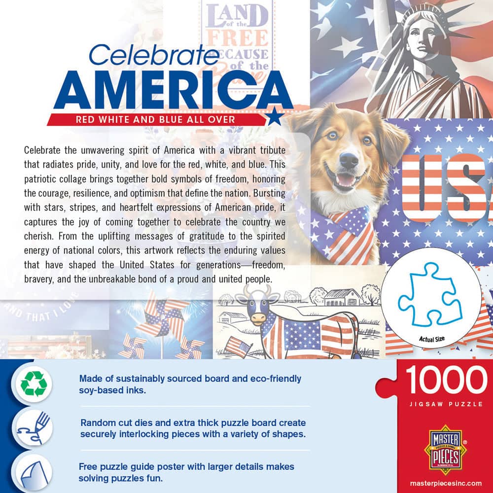 Celebrate America - Red, White, and Blue All Over 1000 Piece Jigsaw Puzzle (ONLINE ORDER ONLY)