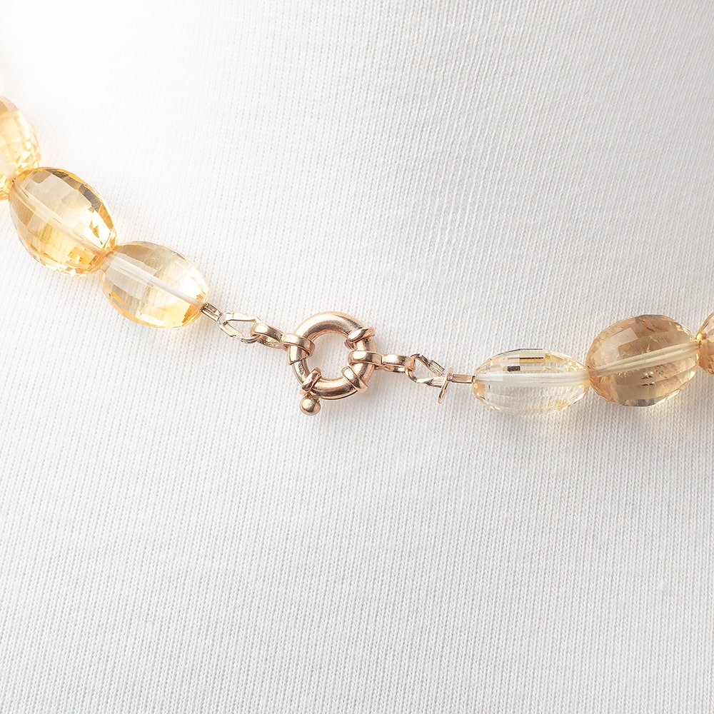 Citrine Checkerboard Faceted Oval Necklace with a 14kt Gold Clasp AAA (ONLINE ORDER ONLY)