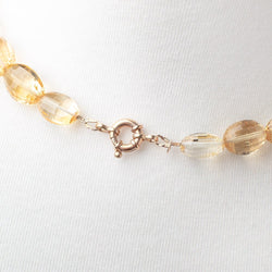 Citrine Checkerboard Faceted Oval Necklace with a 14kt Gold Clasp AAA (ONLINE ORDER ONLY)