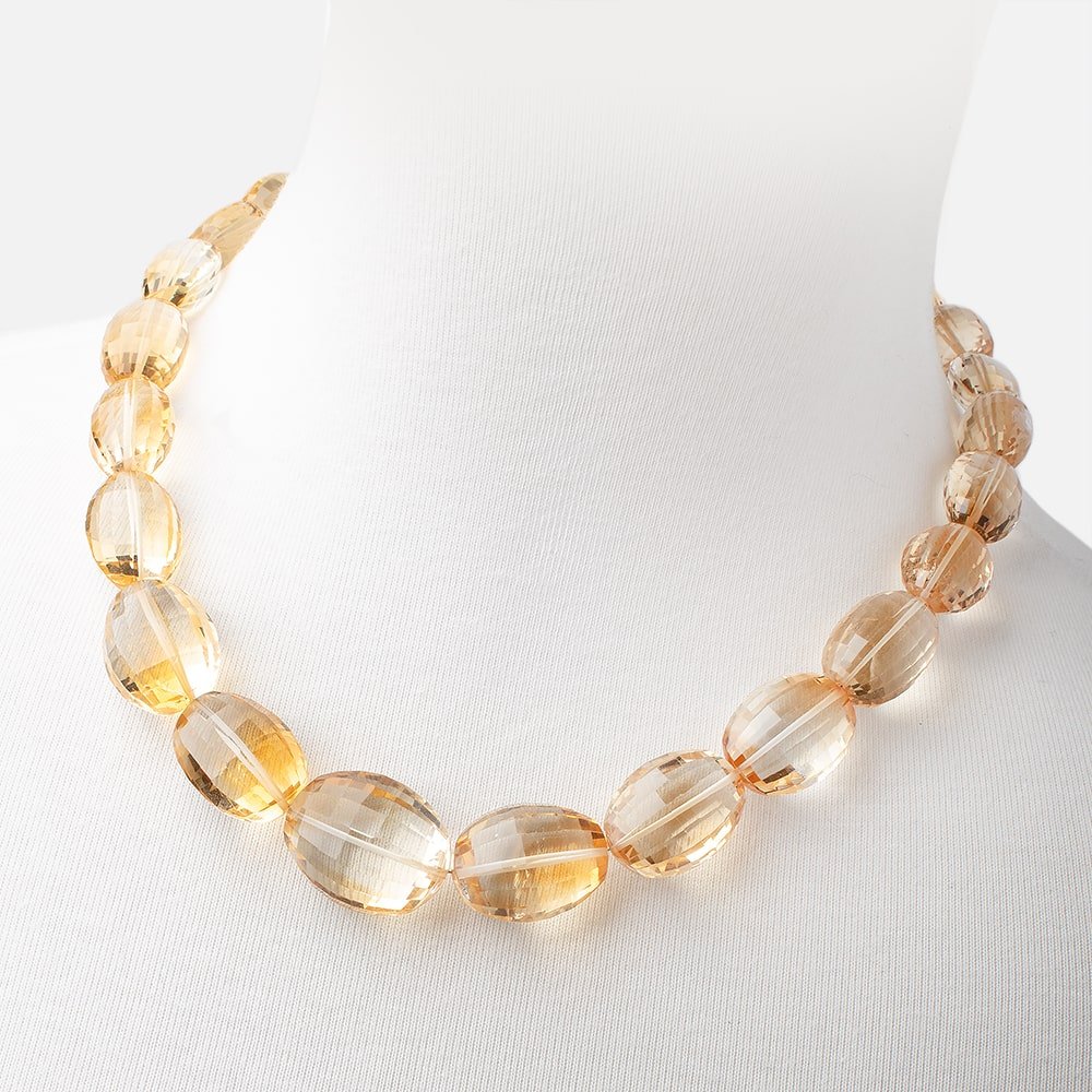 Citrine Checkerboard Faceted Oval Necklace with a 14kt Gold Clasp AAA (ONLINE ORDER ONLY)