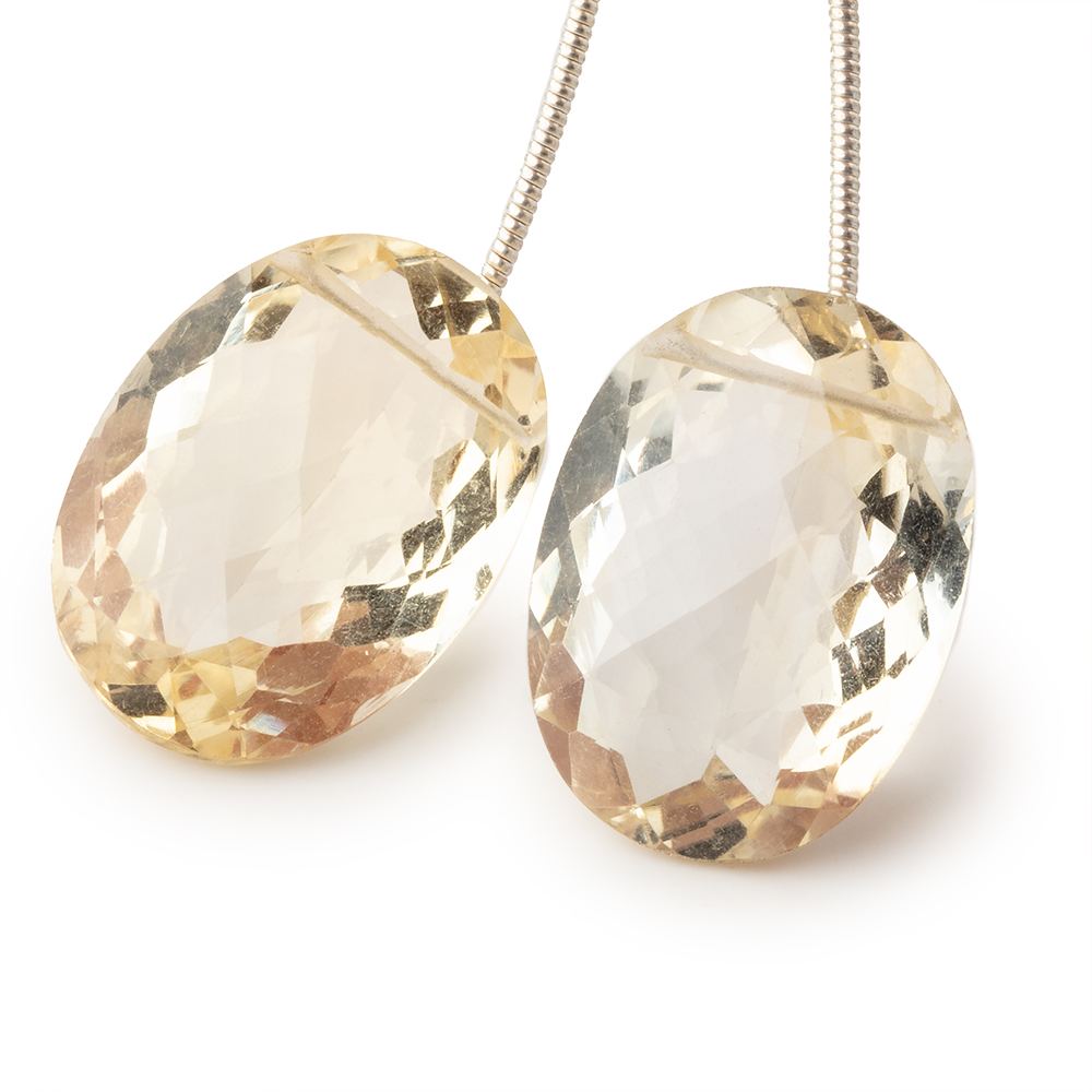 Citrine Pavilion Faceted Oval Focal Bead Set of 2 (ONLINE ORDER ONLY)