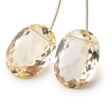Citrine Pavilion Faceted Oval Focal Bead Set of 2 (ONLINE ORDER ONLY)