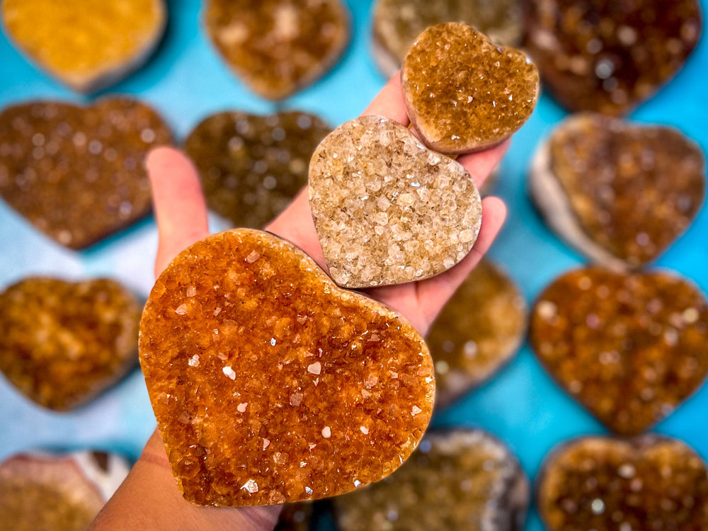Raw Citrine Hearts, Ethically Sourced from Uruguay (ONLINE ORDER ONLY)