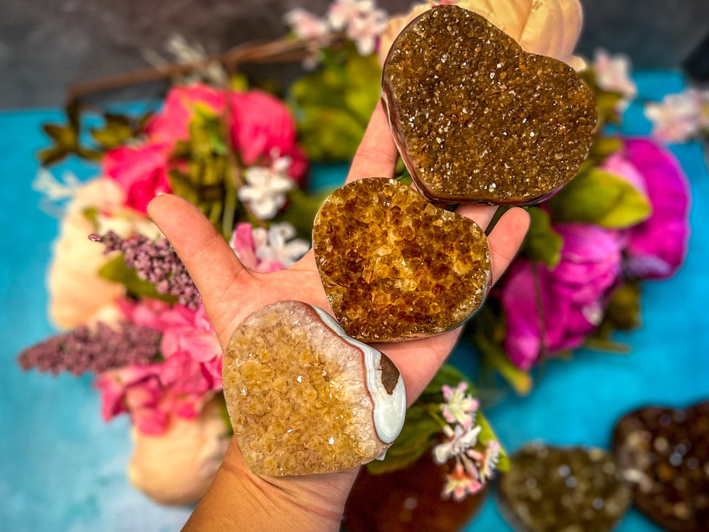 Raw Citrine Hearts, Ethically Sourced from Uruguay (ONLINE ORDER ONLY)