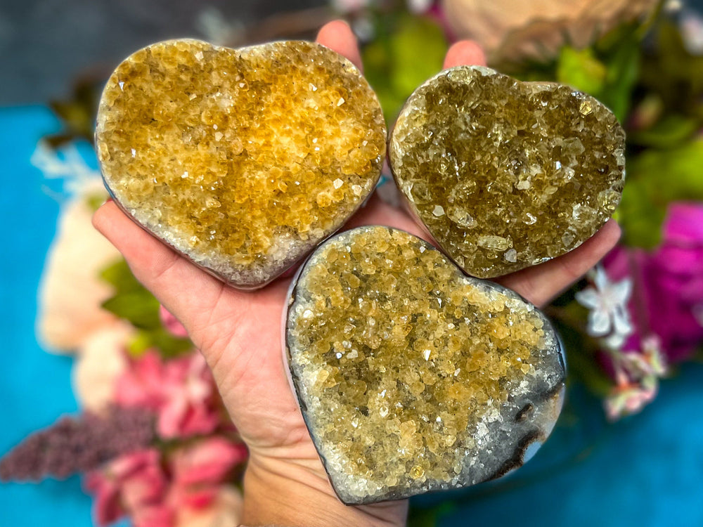 Raw Citrine Hearts, Ethically Sourced from Uruguay (ONLINE ORDER ONLY)
