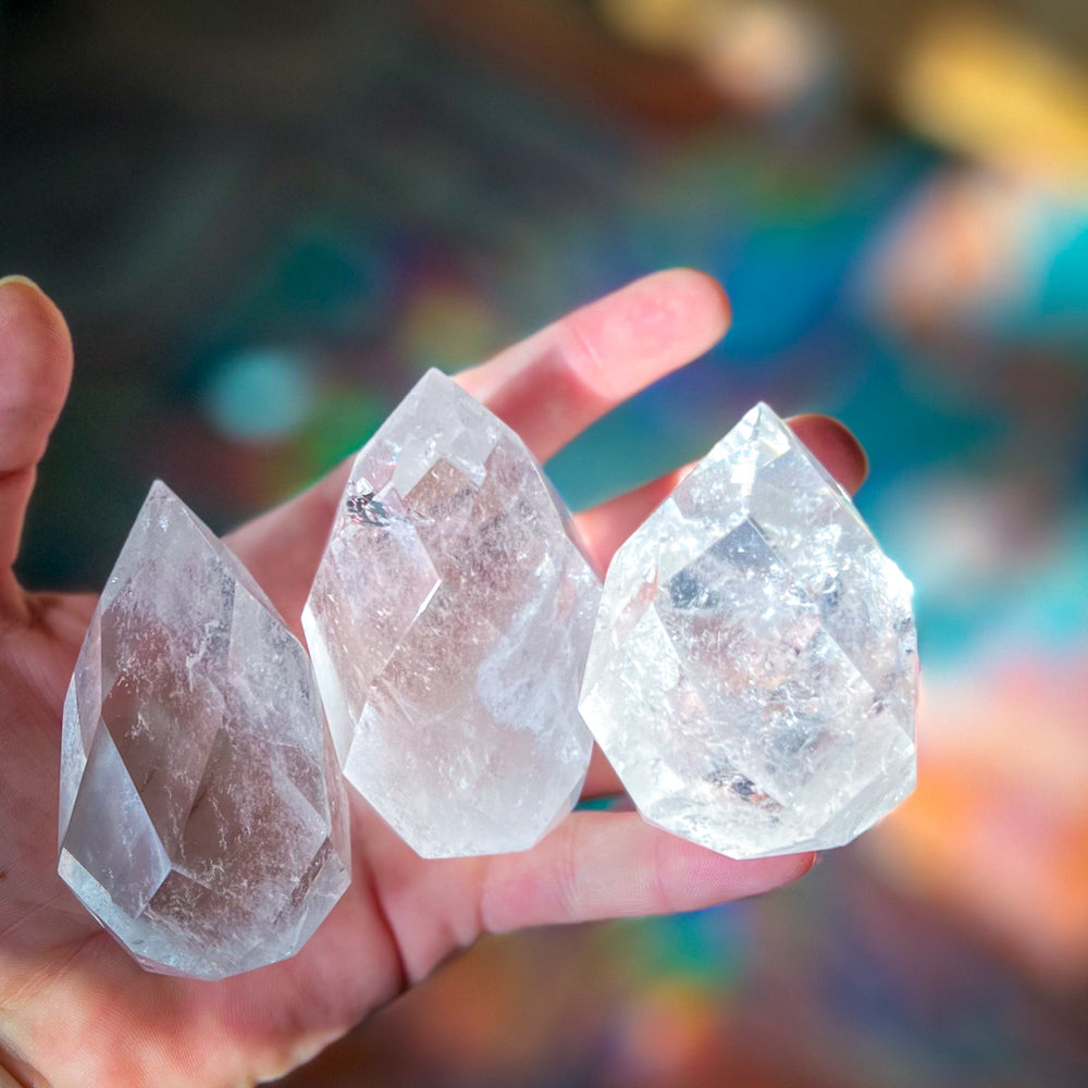 Clear Quartz Faceted Flames (ONLINE ORDER ONLY)