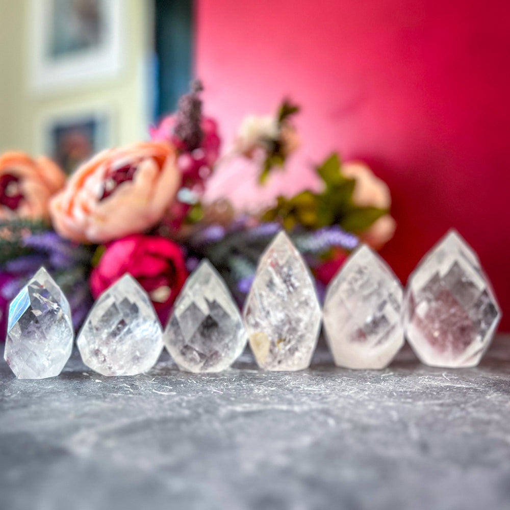 Clear Quartz Faceted Flames (ONLINE ORDER ONLY)