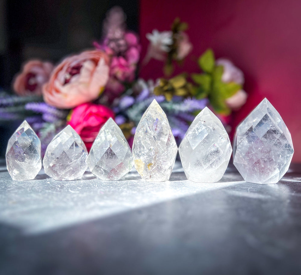Clear Quartz Faceted Flames (ONLINE ORDER ONLY)