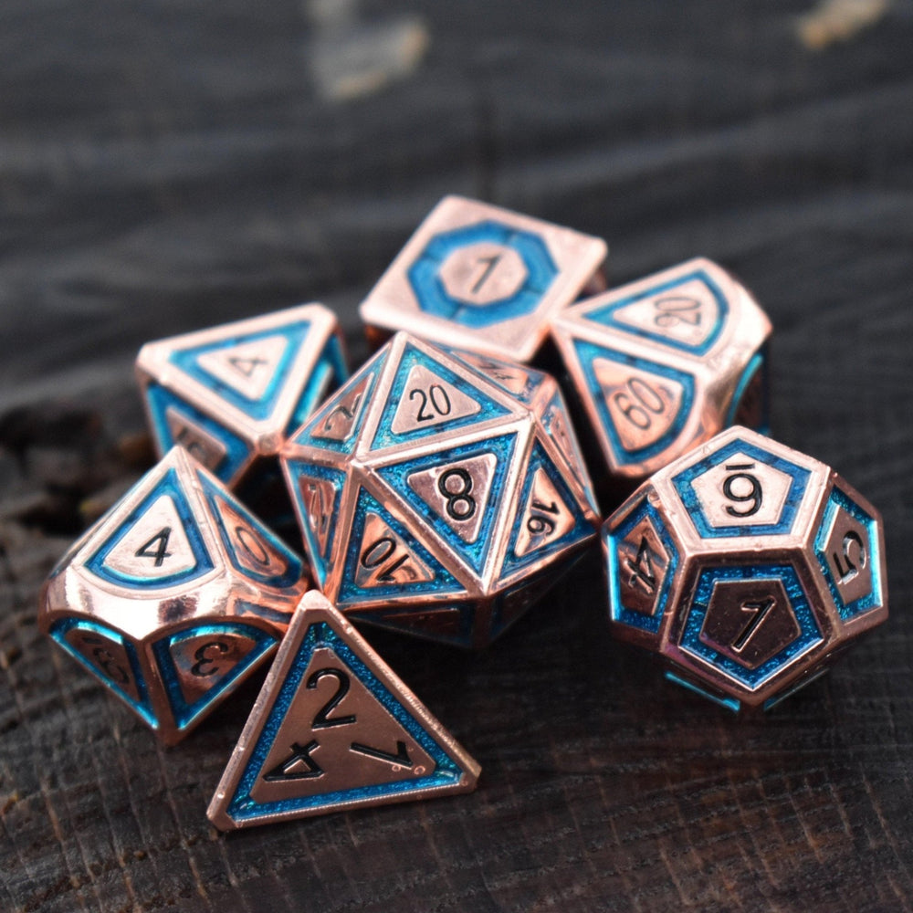 Cleric's Domain Aqua And Bronze Metal Dice Set (ONLINE ORDER ONLY)