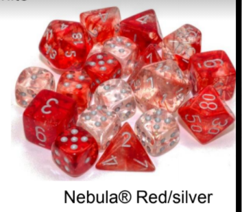Nebula Red/silver Luminary 7-Dice/16mm/12mm/30mm/Ten10's (Online Only)