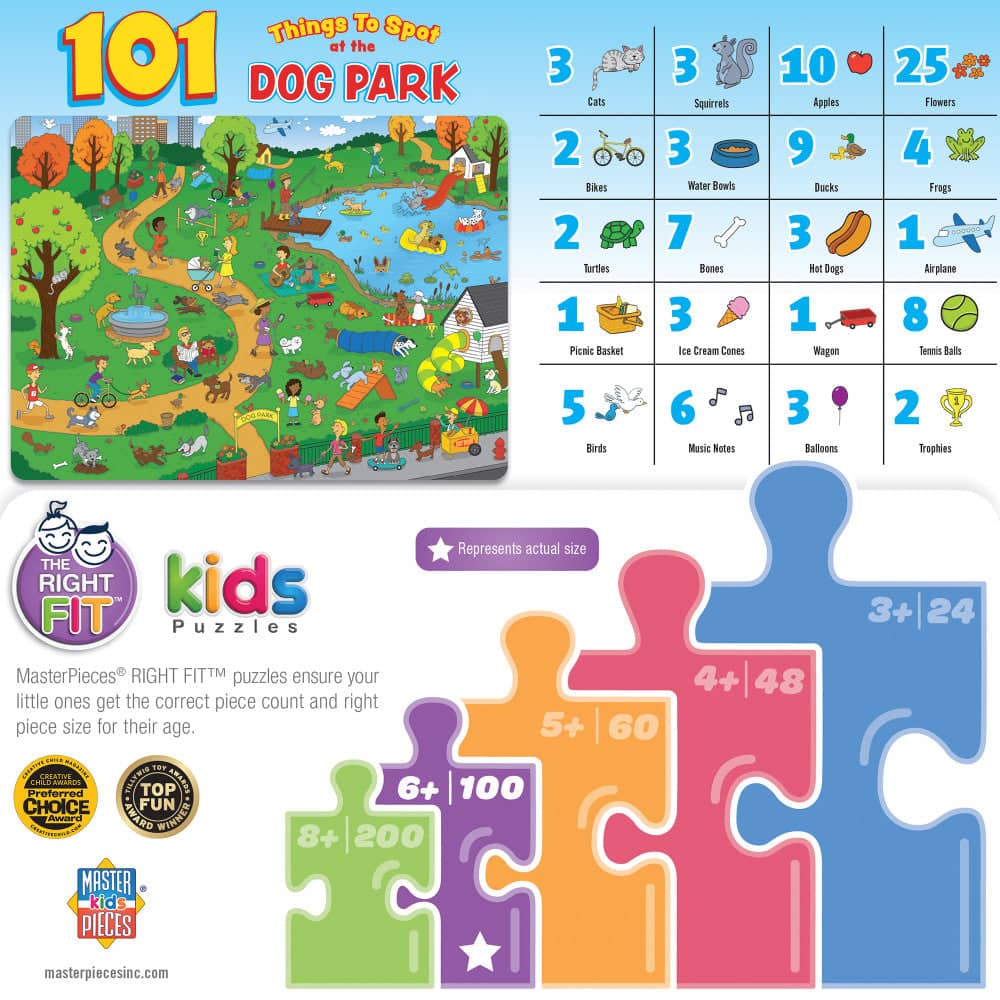 101 Things to Spot at the Dog Park 100 Piece Kids Jigsaw Puzzle (ONLINE ORDER ONLY)