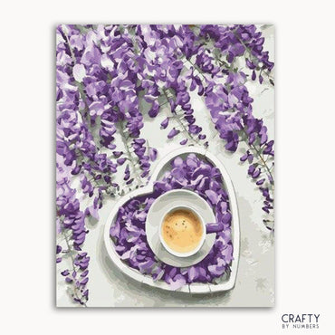 Coffee And Purple Flowers Art (ONLINE ORDER ONLY)