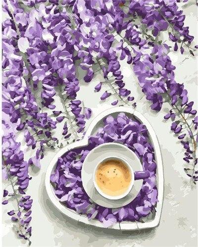 Coffee And Purple Flowers Art (ONLINE ORDER ONLY)