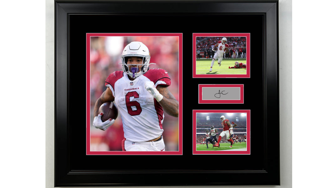Framed James Conner Arizona Cardinals Facsimile Laser Engraved Signature Football 14x11 3 Photo Collage (ONLINE ORDER ONLY)