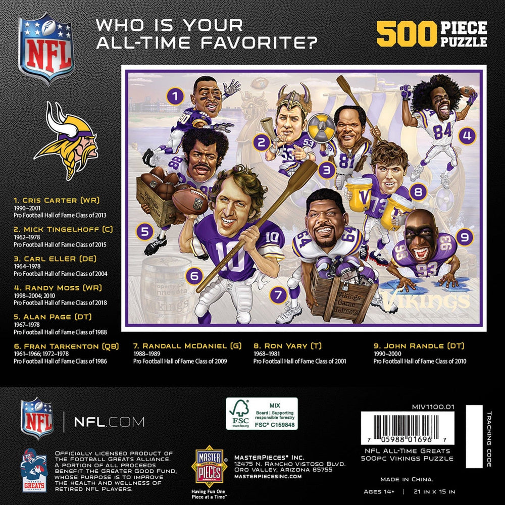Minnesota Vikings - All-Time Greats 500 Piece Jigsaw Puzzle