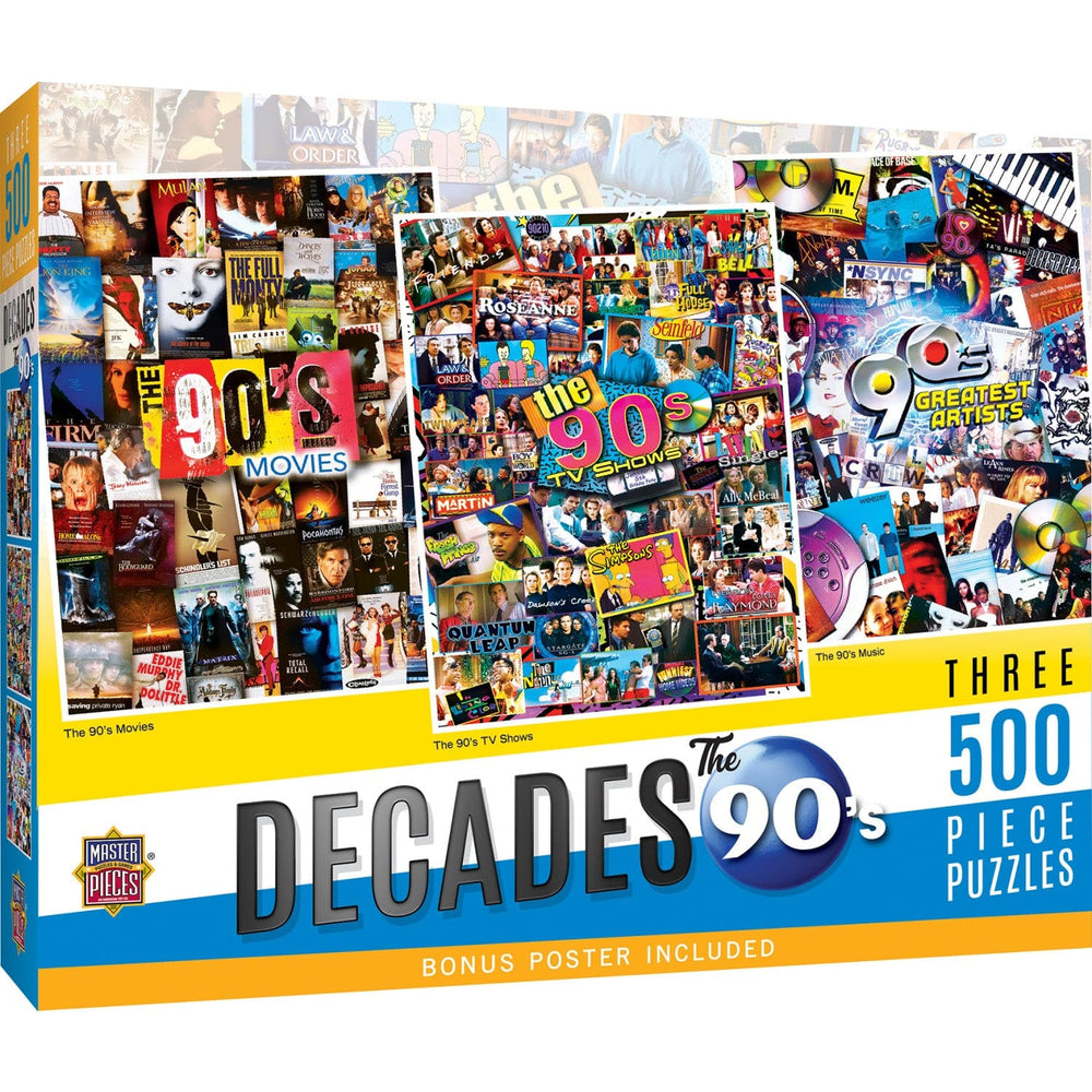 Decades - The 90's 500 Piece Jigsaw Puzzles 3 Pack (ONLINE ORDER ONLY)