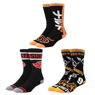 Naruto & Akatsuki 3 Pair Crew Socks (ONLINE ORDER ONLY)