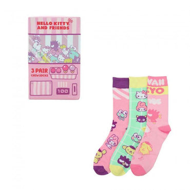 Hello Kitty & Friends Arcade 3 Pair Adult Crew Socks Box Set (ONLINE ORDER ONLY)