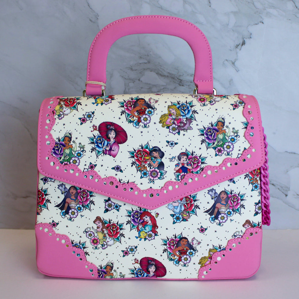 Disney Princess Floral Tattoo Pattern Crossbody Bag by Loungefly (Online Order Only)