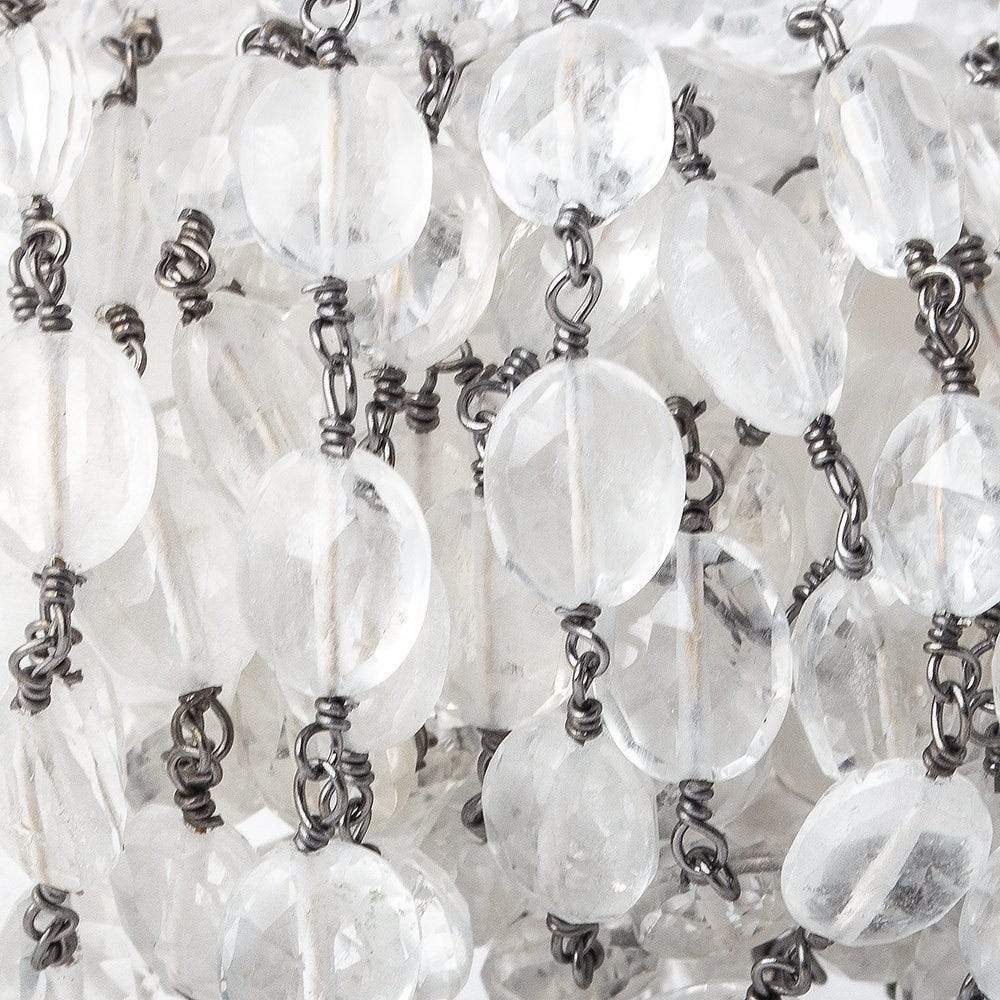 Crystal Quartz faceted oval Black Gold plated Chain by the foot (ONLINE ORDER ONLY)