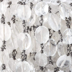 Crystal Quartz faceted oval Black Gold plated Chain by the foot (ONLINE ORDER ONLY)