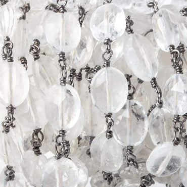 Crystal Quartz faceted oval Black Gold plated Chain by the foot (ONLINE ORDER ONLY)