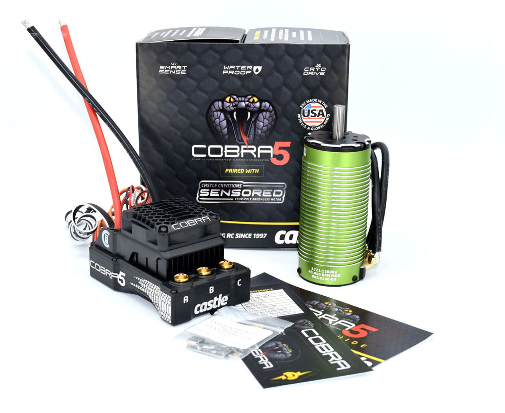 Castle Creations Cobra 5 8S 33.6V ESC 20A PEAK BEC w/1721-1260KV 010-0179-03 (ONLINE ORDER ONLY)