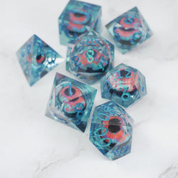 Cthulhu's Eye |  7 Piece Moving Eye DnD Dice Set | Acrylic RPG Gaming Dice (ONLINE ORDER ONLY)