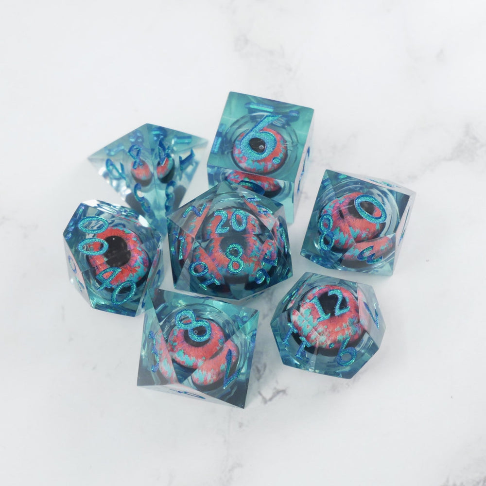 Cthulhu's Eye |  7 Piece Moving Eye DnD Dice Set | Acrylic RPG Gaming Dice (ONLINE ORDER ONLY)