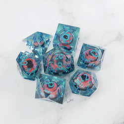 Cthulhu's Eye |  7 Piece Moving Eye DnD Dice Set | Acrylic RPG Gaming Dice (ONLINE ORDER ONLY)