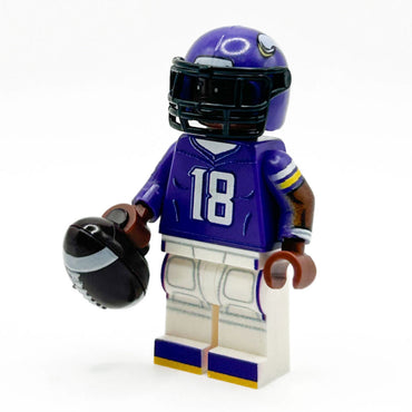 #18 WR Vikings Football Player Minifig made using LEGO parts - B3 Customs (Online Order Only)