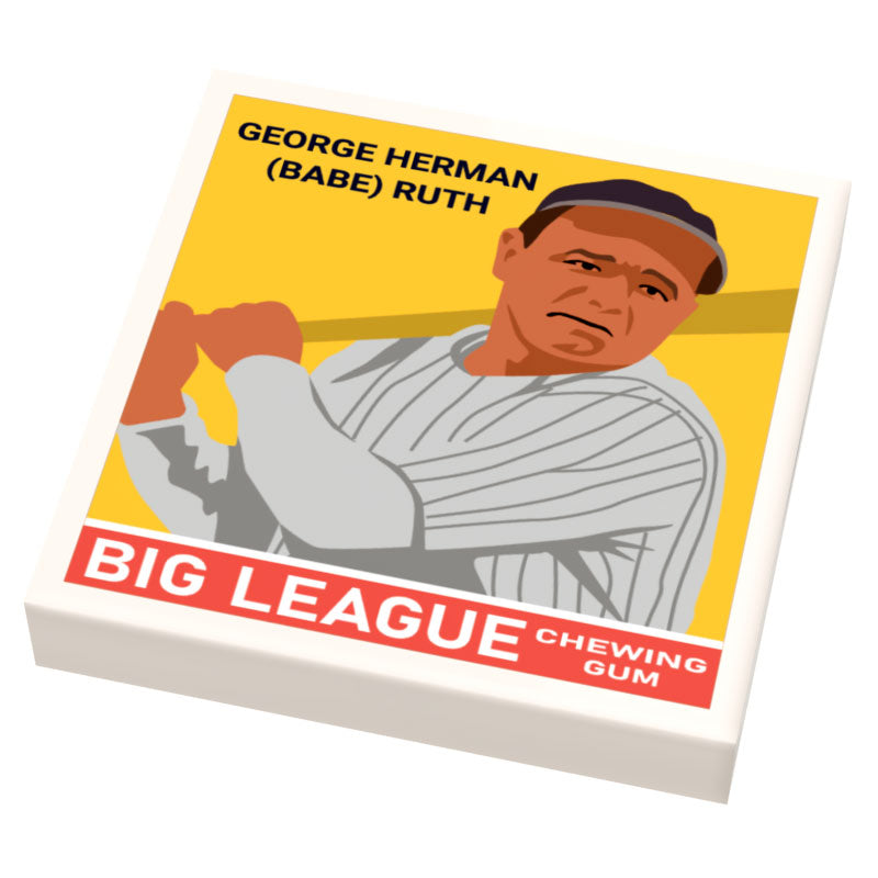 Babe Ruth Baseball Card (2x2 Tile) for Minifigs (ONLINE ORDER ONLY)