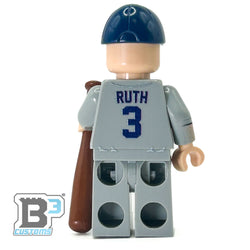 #3 Ruth NY Baseball Player Minifig made using LEGO parts (Online Order Only)