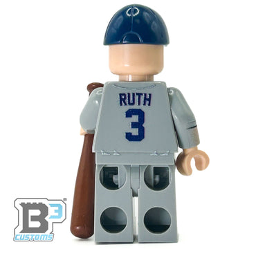#3 Ruth NY Baseball Player Minifig made using LEGO parts (Online Order Only)
