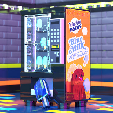 Blue Milk Popsicles Vending Machine Building Set made using LEGO parts - B3 Customs (Online Order Only)