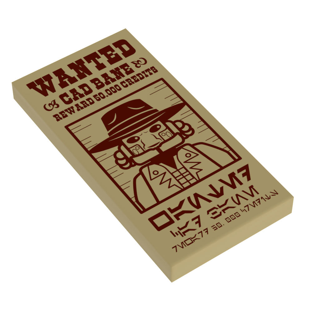 Cad Bane Wanted Poster (2x4 Tile) made using LEGO parts - B3 Customs (Online Order Only)