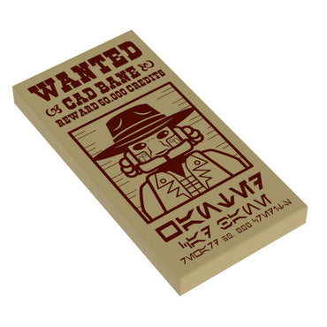 Cad Bane Wanted Poster (2x4 Tile) made using LEGO parts - B3 Customs (Online Order Only)