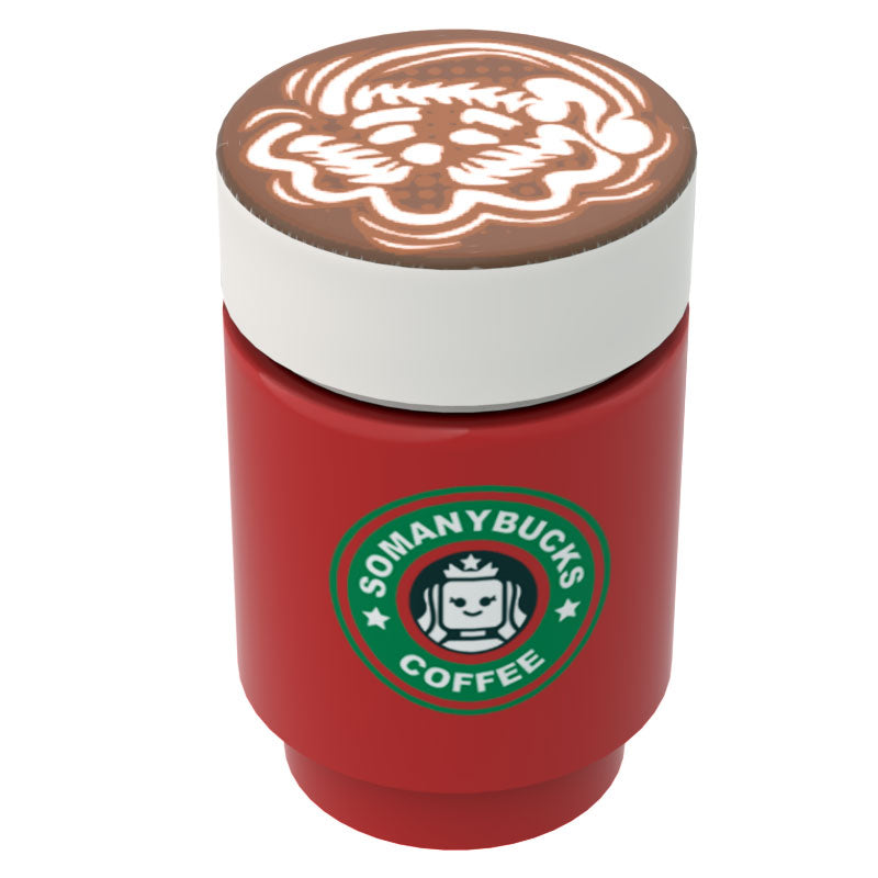 Somanybucks Christmas Coffee Cup w/ Santa Foam for Minifigs made using LEGO parts - B3 Customs (Online Order Only)