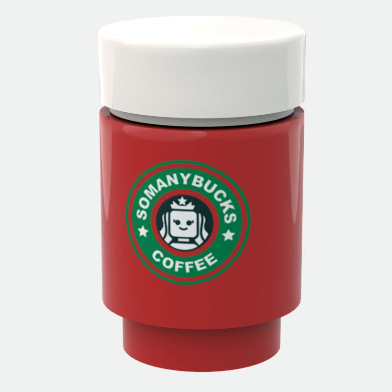 Somanybucks Christmas Coffee Cup for Minifigs made using LEGO parts - B3 Customs (Online Order Only)