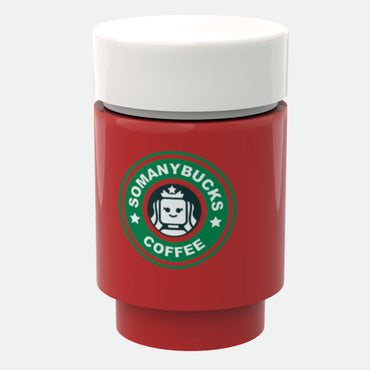 Somanybucks Christmas Coffee Cup for Minifigs made using LEGO parts - B3 Customs (Online Order Only)