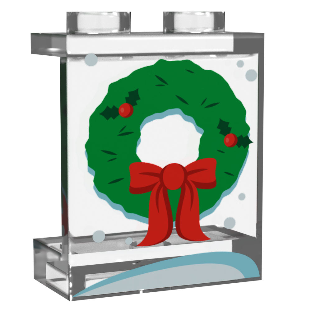 Window with Christmas Wreath - Custom Printed LEGO 1x2x2 Panel, B3 Customs (Online Order Only)