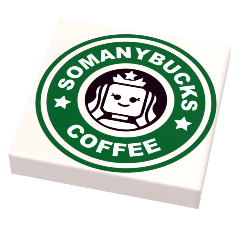 Big Somanybucks Coffee Sign (2x2 Tile) - B3 Customs made using LEGO parts (Online Order Only)