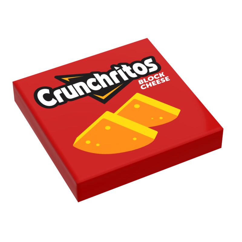 Crunchitos Nacho Cheese Minifig Snack (2x2 Tile) made using LEGO parts - B3 Customs (Online Order Only)