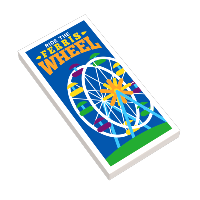 Ferris Wheel Amusement Park Poster (2x4 Tile) made using LEGO parts - B3 Customs (Online Order Only)