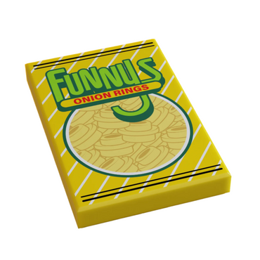 Funny's Onion Rings Minifig Snack (2x3 Tile) made using LEGO parts (ONLINE ORDER ONLY)